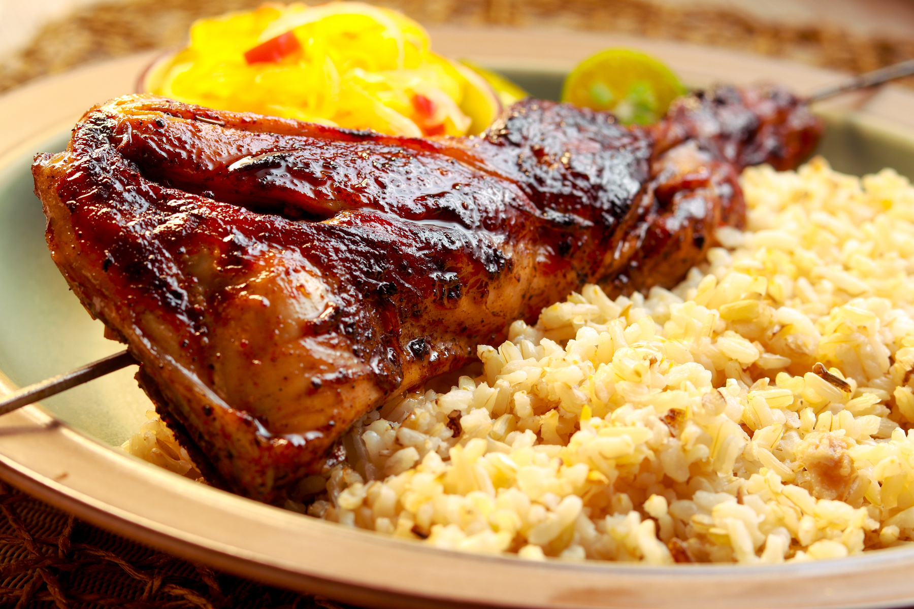 Delicious Chicken Inasal with rice. Filipino cuisine.