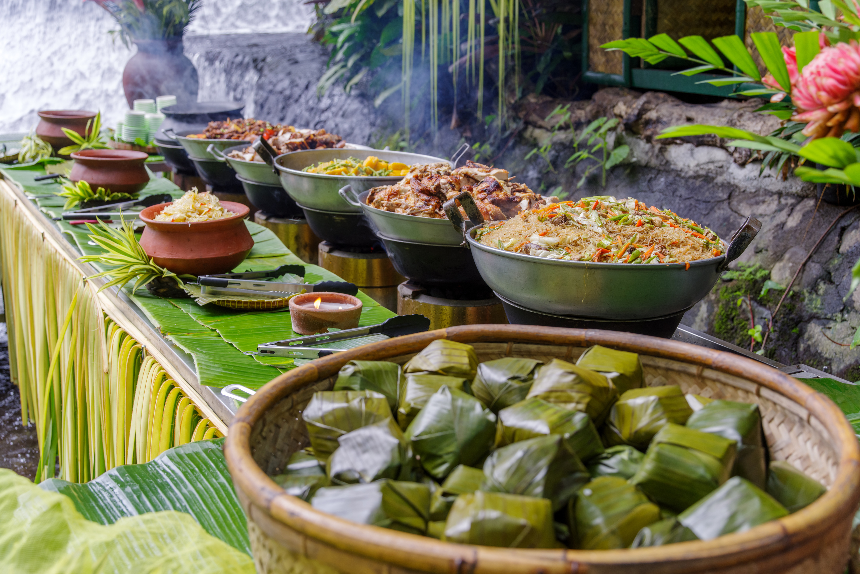 Filipino style lunch buffet in Philippines